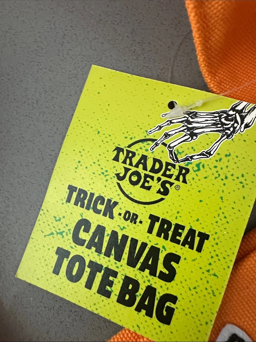 Trader Joe's Kids Orange Halloween Canvas Tote with Festive Patches